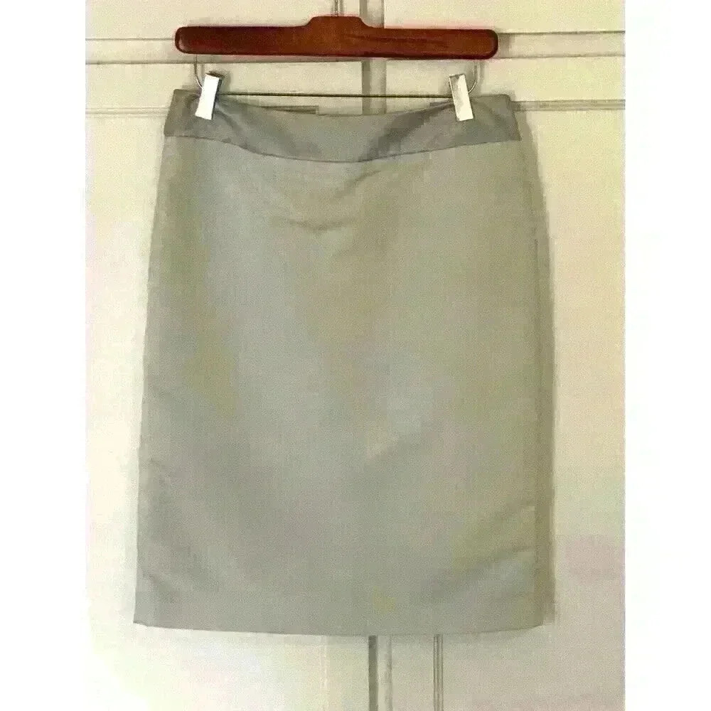 Armani Collezioni Womens Pencil Skirt Size 6 Gray 2 Tone Silk Band Knee Length